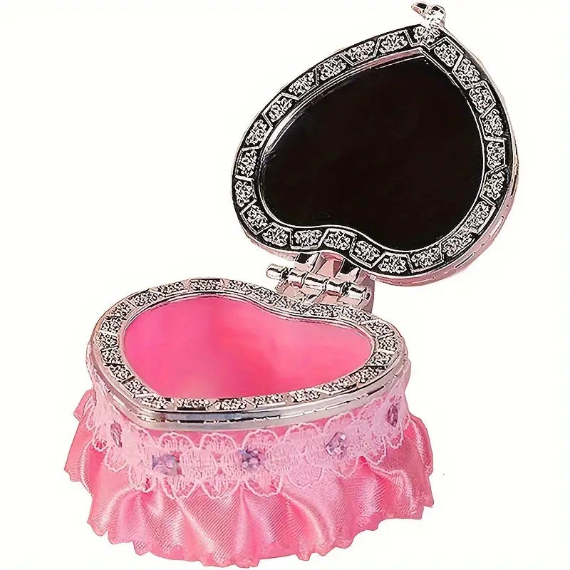 Mini Heart Shaped Little Girl Jewelry Box, with mirror!