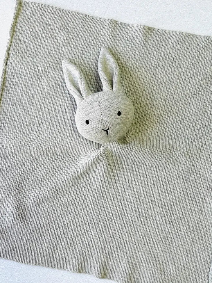 Bunny -Organic Baby Lovey Security Knit Blanket Cuddle Cloth