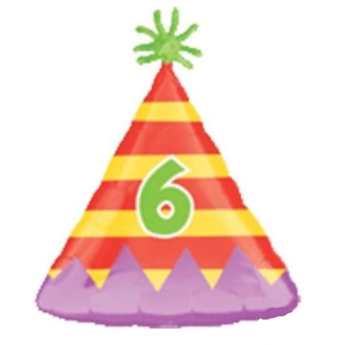 18" Number 6 Party Hat Balloon