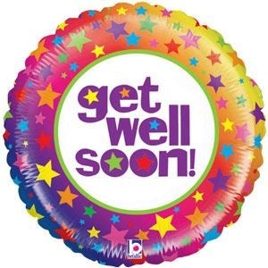 21" Get Well Soon! Rainbow Stars Balloon