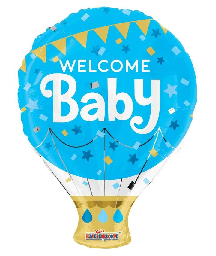 18" Blue Welcome Baby Hot Air Balloon