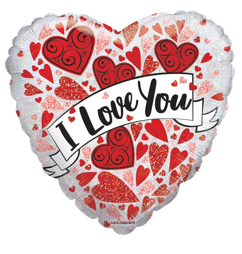 18" I Love You Banner Holographic Balloon