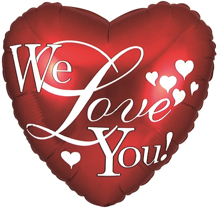 18" We Love You! Essential Script Heart Balloon