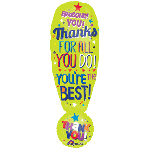 34"  Thank You! Exclamation Balloon