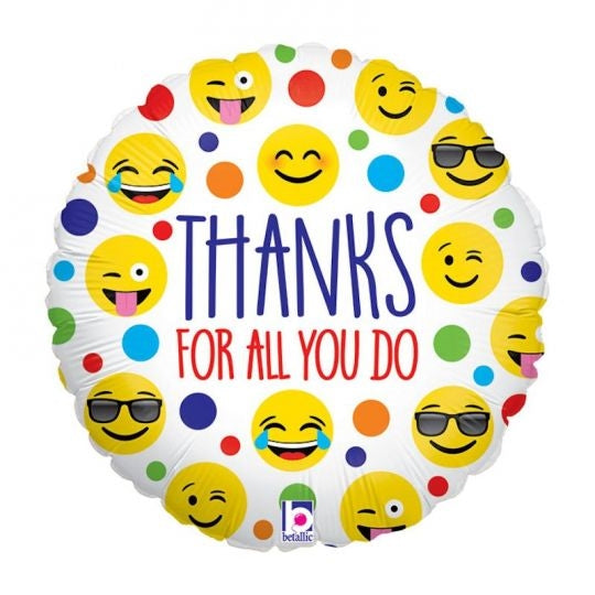 18" Thanks For All You Do Emoji Balloon