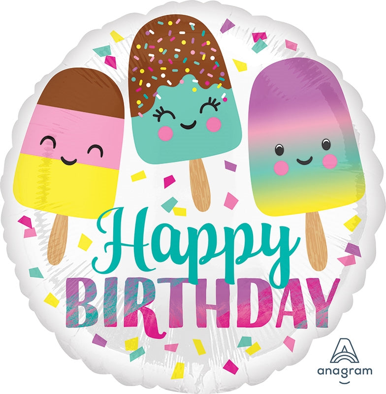 18" Happy Birthday Ice Cream Balloon