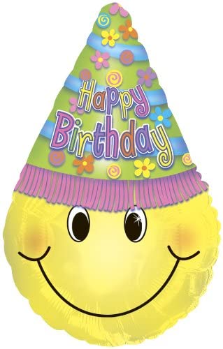 35" Happy Birthday Smiley Balloon