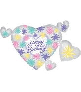 42" Happy Birthday Pastel Flower & Hearts Balloon