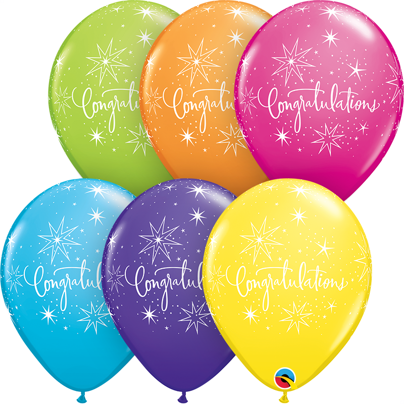 11" Congratulations Firework Latex Balloon