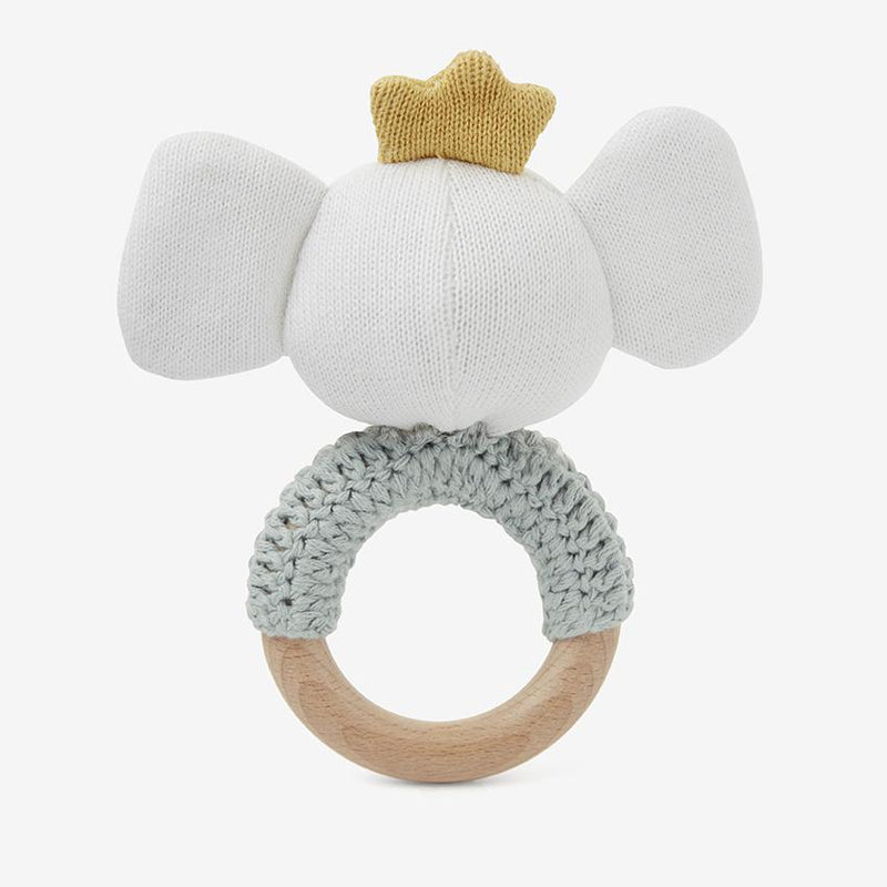 Elephant Prince Knit Baby Ring Rattle