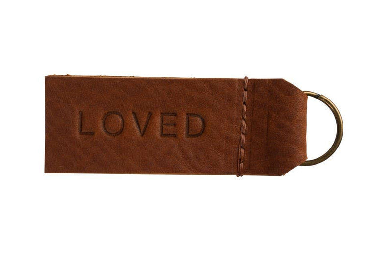 "Loved" Leather Key Chain