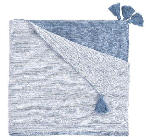 Blue Indigo Ombre Tassel Blanket