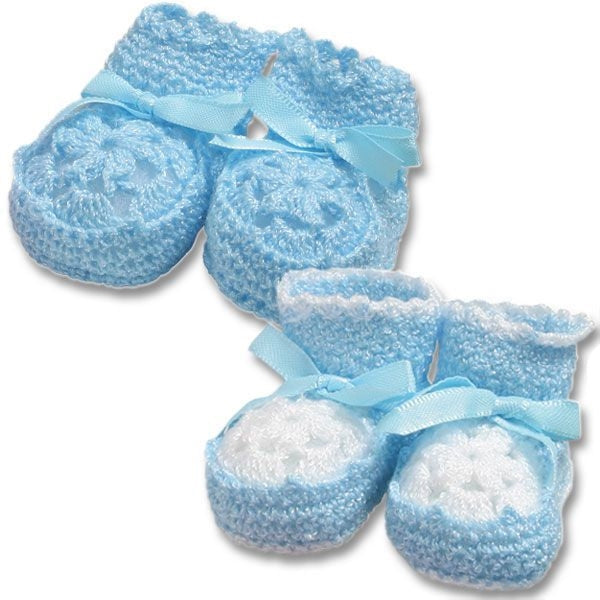 Crocheted Newborn Blue Booties