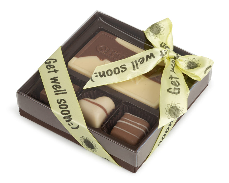 4 Piece Get Well Soon Assorted Chocolate Truffle Message Gift Box