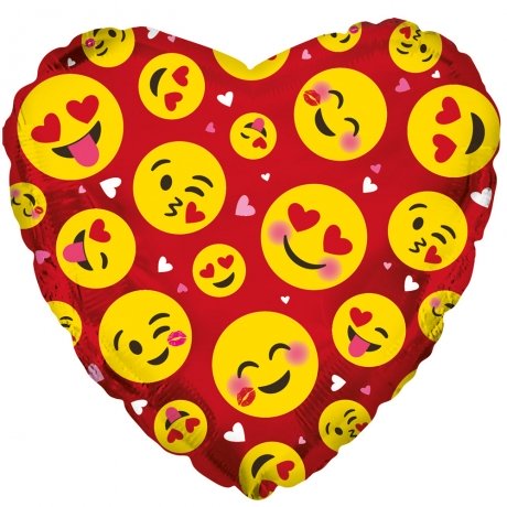 17" Red Emoji Heart Balloon