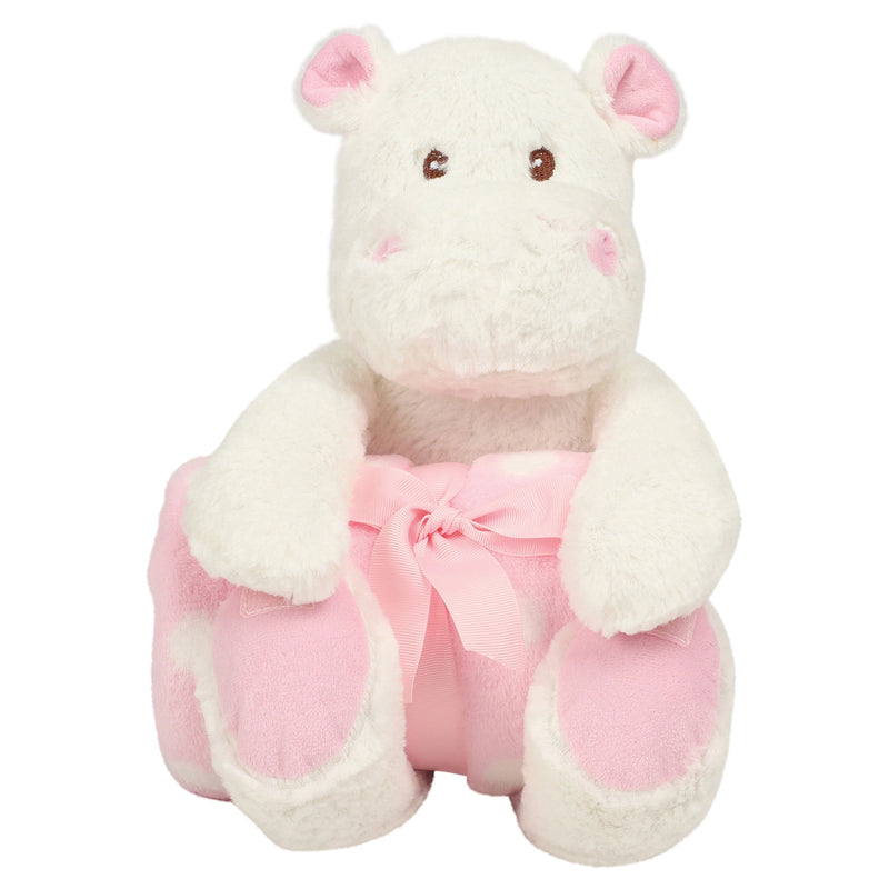 Mumbles Hippo with Printed Fleece Blanket