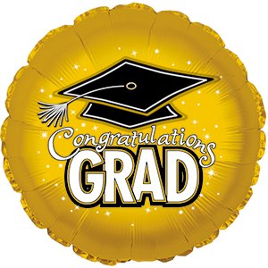 18" Gold Congratulations Grad Balloon