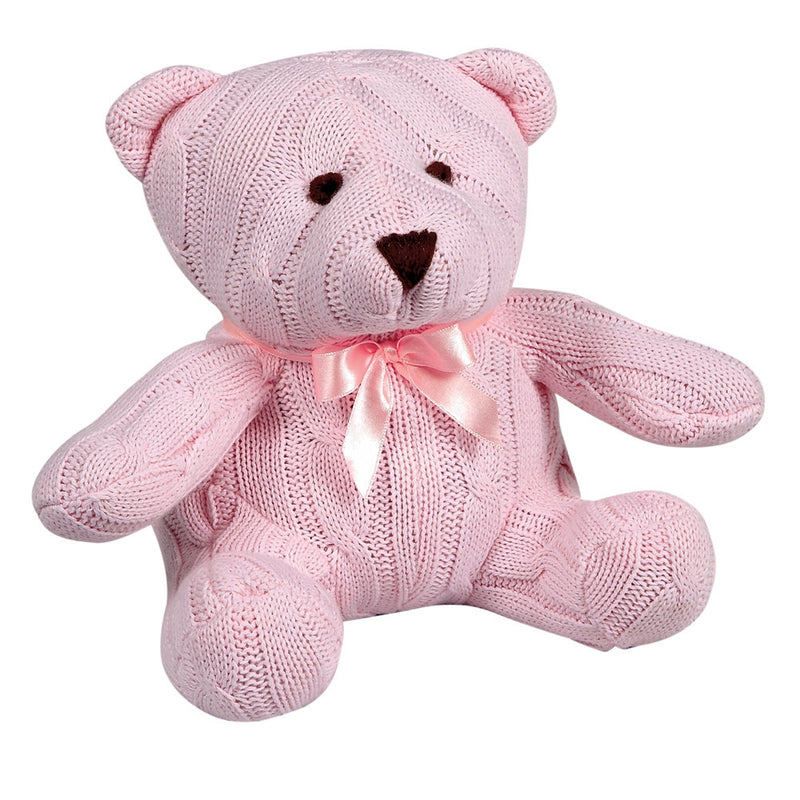 Pink Cable Knit Teddy Bear