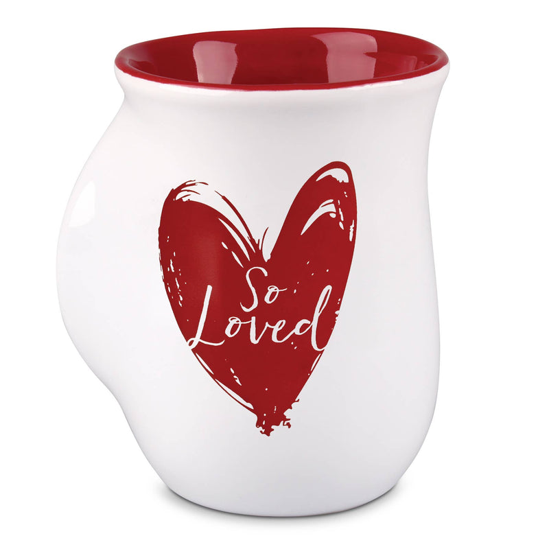 Handwarmer mug So Loved Heart White Red 18Oz