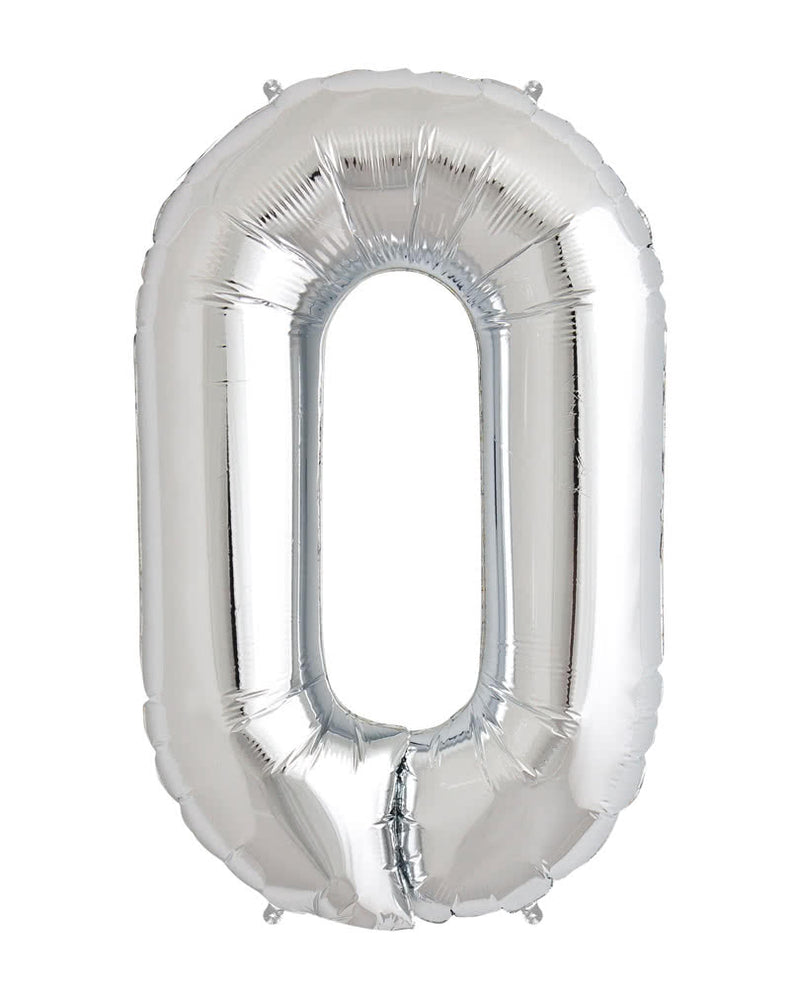 40" Number 0 Silver Balloon