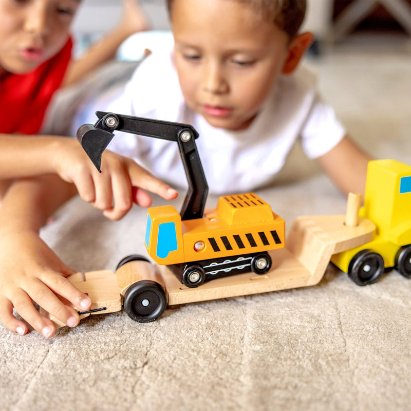 Trailer & Excavator Wooden Vehicles Play Set