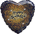 Happy Birthday Glitter Heart Foil Balloon