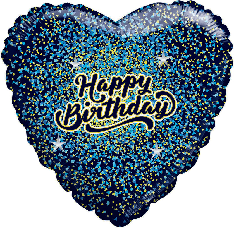 Happy Birthday Glitter Heart Foil Balloon