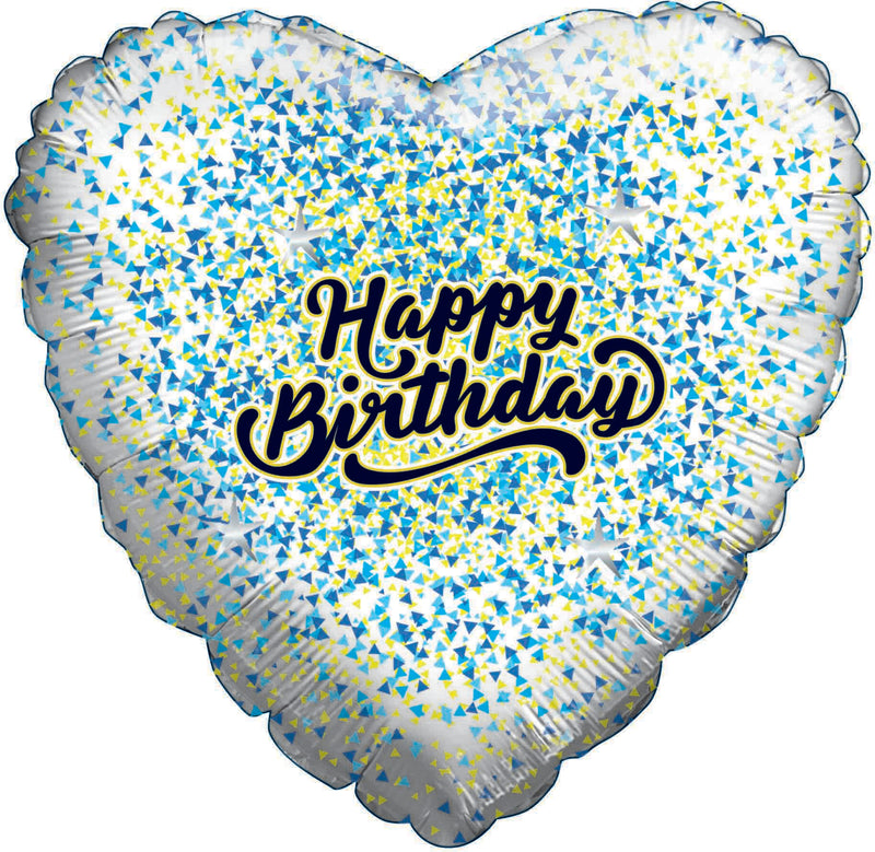 Happy Birthday Glitter Heart Foil Balloon