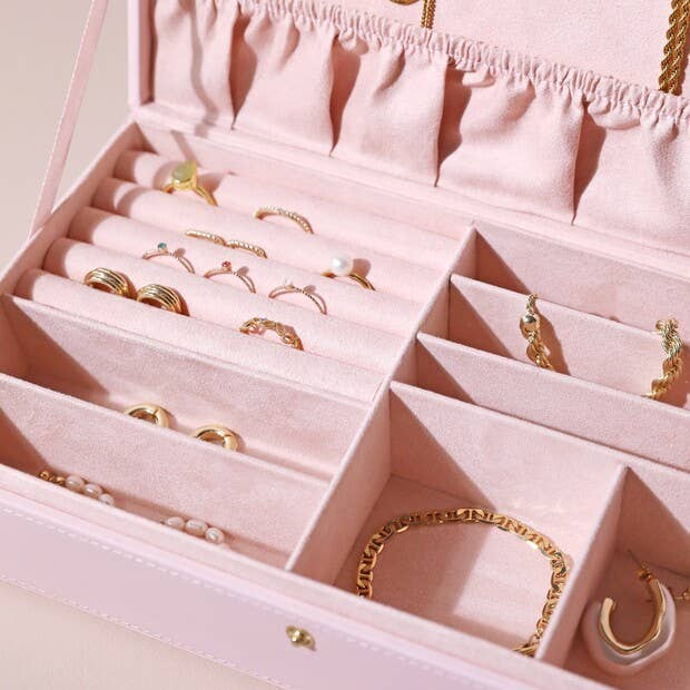 Pink PU large jewellery Box