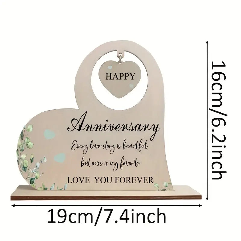 Happy Anniversary Cardinal Gift Double-sided Printed Wooden Decoration