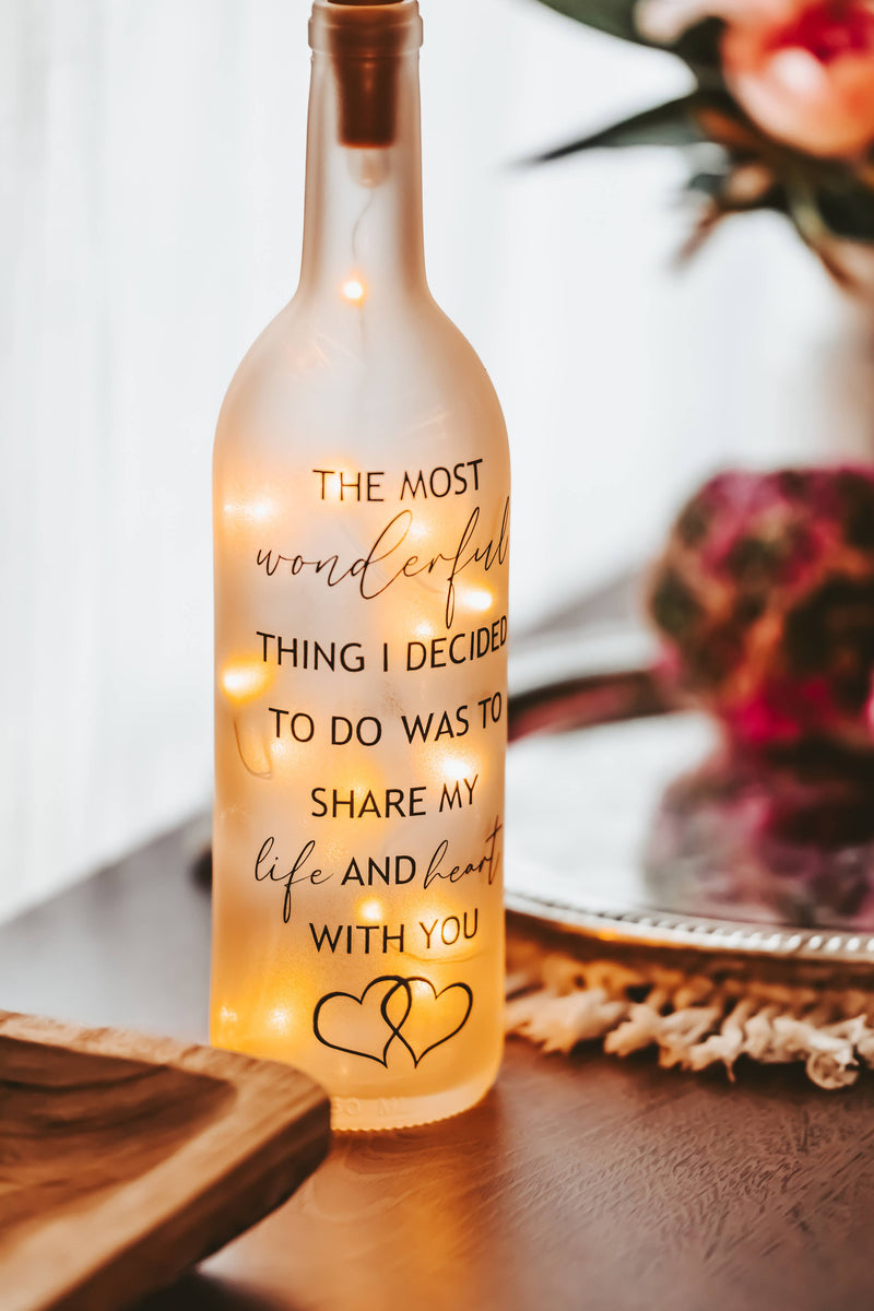 Romantic Wine Bottle Lamp, Wedding Gifts, Anniversary Gifts: Clear