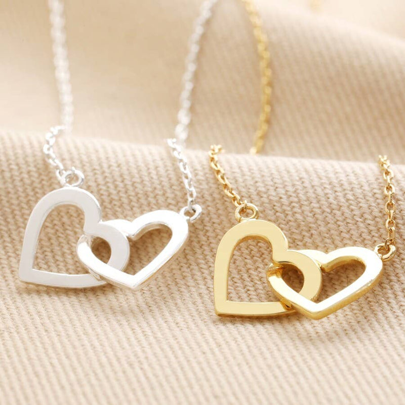 Interlocking Heart Necklace in Gold