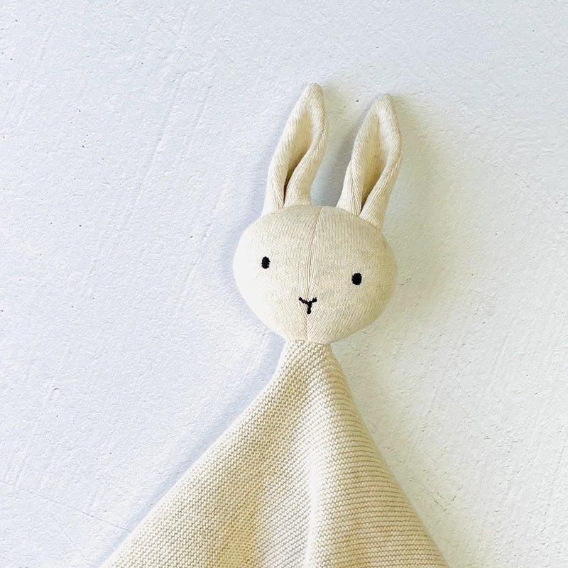 Bunny -Organic Baby Lovey Security Knit Blanket Cuddle Cloth