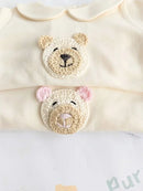 Handcrafted Organic Cotton Bear Figure Baby Body Suit