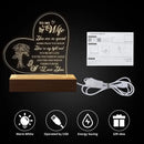 Engraved Night Lamp With Wood Base, Gift For Wife