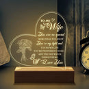 Engraved Night Lamp With Wood Base, Gift For Wife