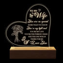 Engraved Night Lamp With Wood Base, Gift For Wife