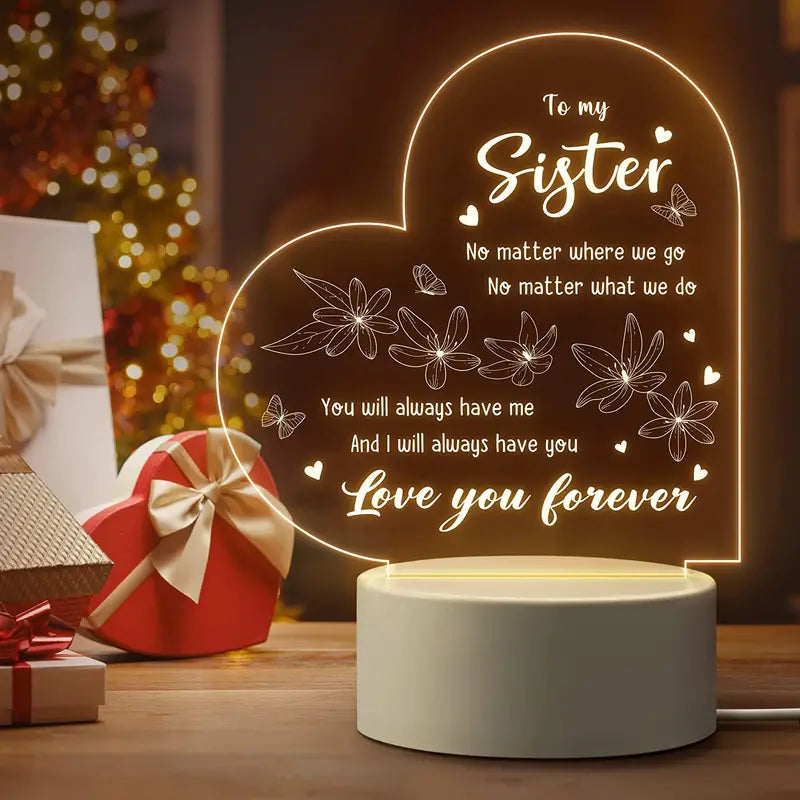 Engraved Night Light for Sister