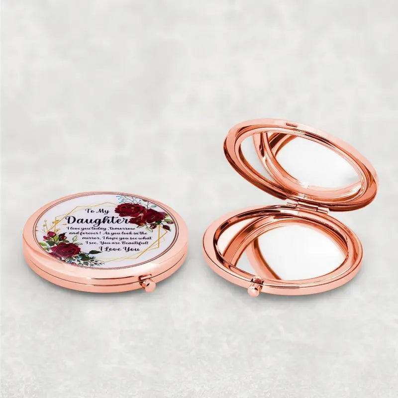Rose Golden Compact Mirror- Loving message, always to remember..!