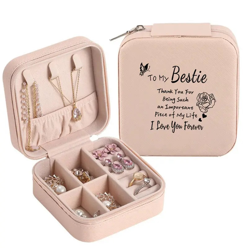 Pink Portable Jewelry Box For Earrings Rings Necklaces Bracelets Pendants