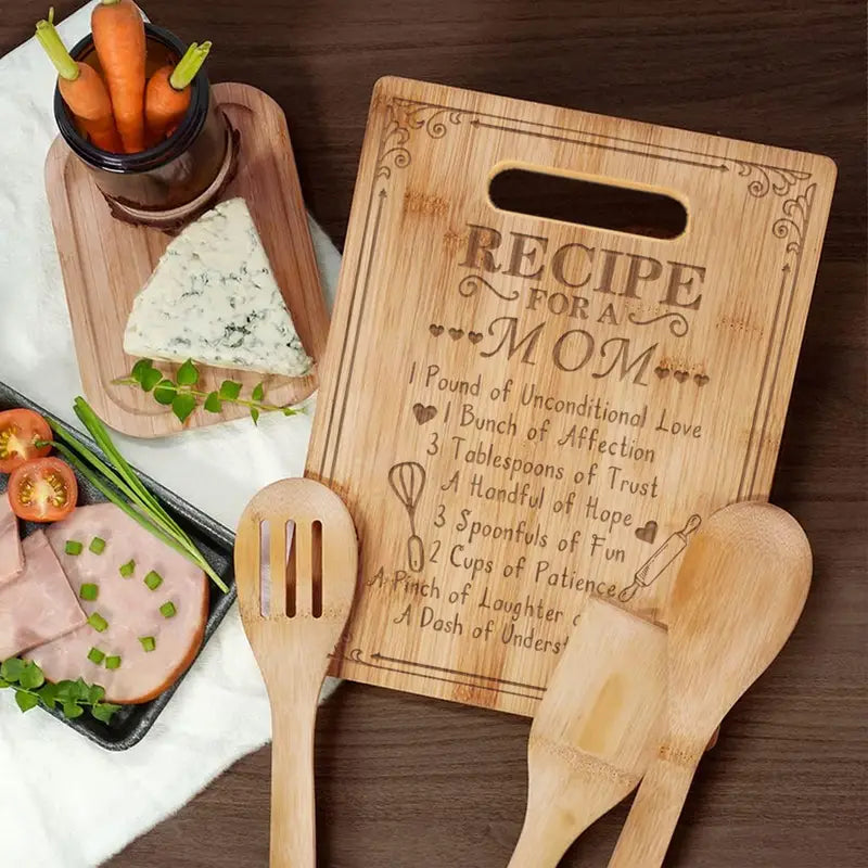 Chopping Board, Bamboo Cutting Board, Engraved! Recipe For A Mom