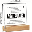 Inspirational Acrylic Desk Sign with Wooden Base - Clear Appreciation Quote