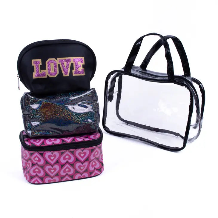 4pcs Heart Graphic Clear Cosmetic & Toiletry Bags