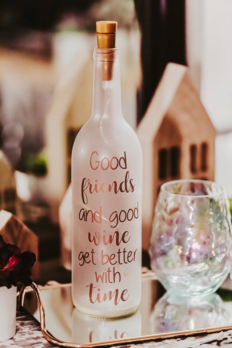 Wine Bottle Lamp, Friend Gift, Home Decor, Unique Gifts: Clear