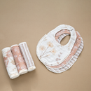 Crane Baby - Violet Floral Cotton Baby Bib Set (3 Pack)