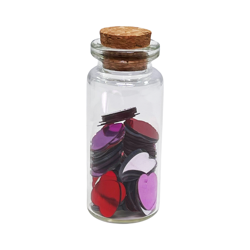 Love in a Jar, Heart Shaped Confetti in a Glass Vile