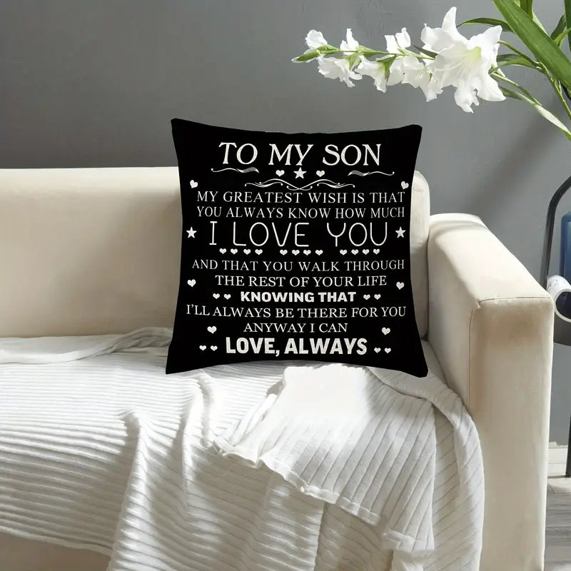 "To My Son" Inspirational Message Pillow