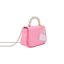 Tiny Metal Pearl Handle Heart Bag: Hot Pink