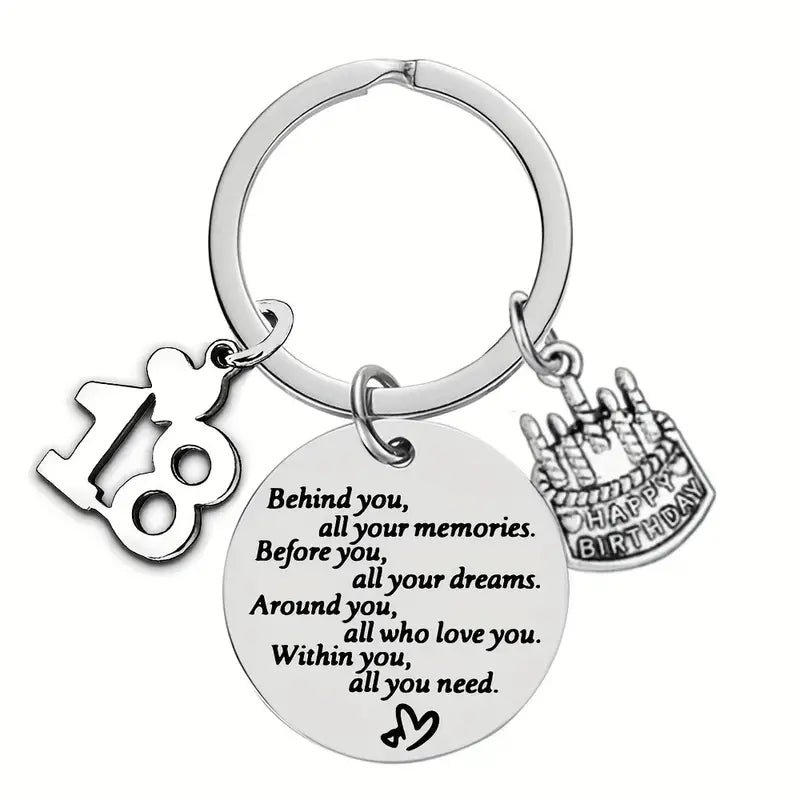 Birthday Keychain 18th Birthday Gift Key Ring Behind You All Your Memories Before You All Your Dream