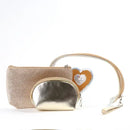 3 Pc Metallic Heart Cosmetic Bag Set